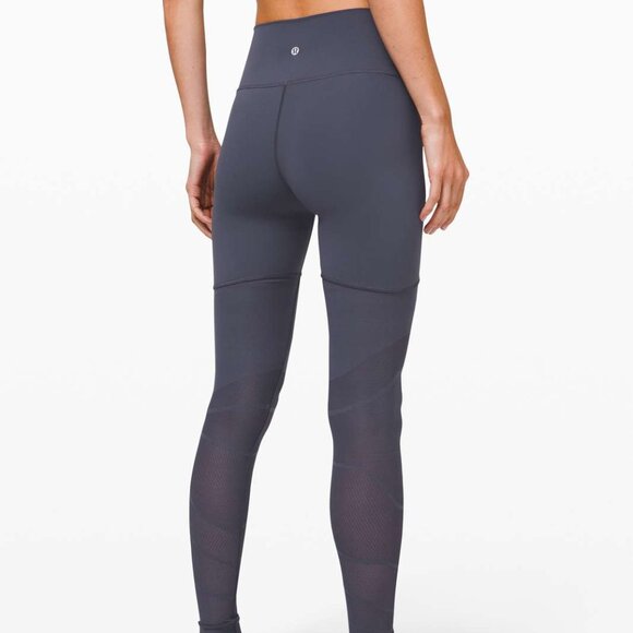 Lululemon Sheer Will Leggings Mesh Sheer Thigh Panels Pulse Stone Blue - Picture 9 of 15